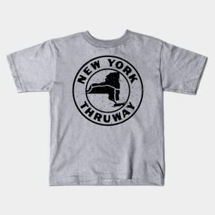 New York State Thruway Vintage 1960 Logo Black Transparent Distressed Kids T-Shirt